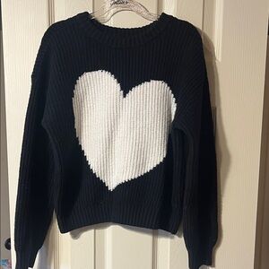 Old Navy Black Sweater with White Heart